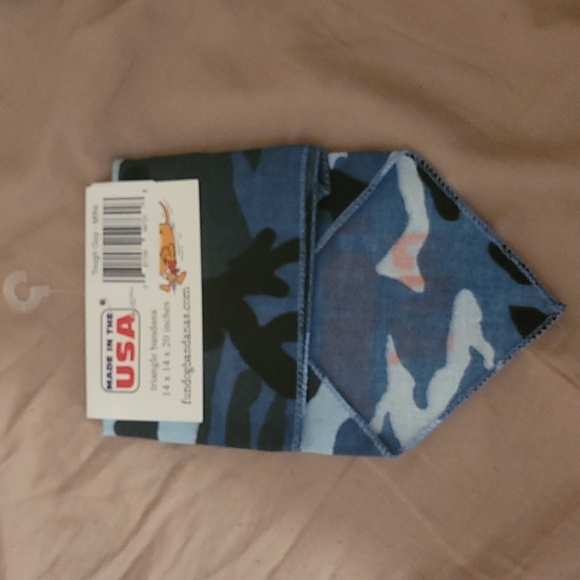 5/$25 blue army Print boy dog bandana mini/small size says "tough guy" - Picture 3 of 4